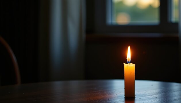 Candlelight Hope: A Warm Glow in Darkness, Symbolic of Resilience and Quiet Contemplation, Ideal for Backgrounds, Posters, and Editorial Designs