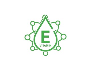 Vitamin e logo with interconnected elements, isolated on white background