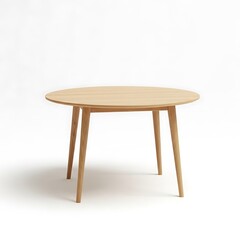Round wooden dining table isolated on white background