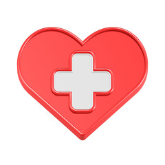plus mark in red love button 3d rendering icon