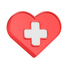 love button with plus mark 3d rendering icon