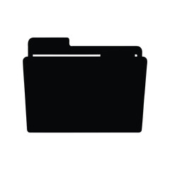 A simple black folder icon for document management and organization