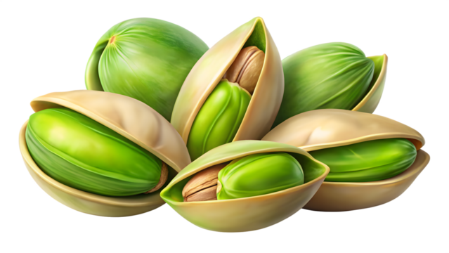 Pile of Shelled and Unopened Pistachios with Bright Green Kernels nuts