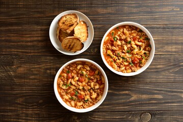 American goulash, dish with ground beef and elbow macaroni in tomato sauce