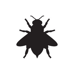 Bee silhouette icon vector flat design