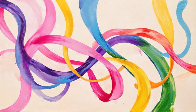 acrylic painting Abstract colorful background with swirling rainbow waves and vibrant curved lines vector illustration - Powered by Adobe