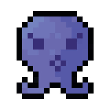 octopus pixel art icons 16x16 pixels, use for game retro icon y2k style vintage computer, vector illustration
