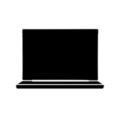 Black silhouette of laptop computer on white background illustration and design