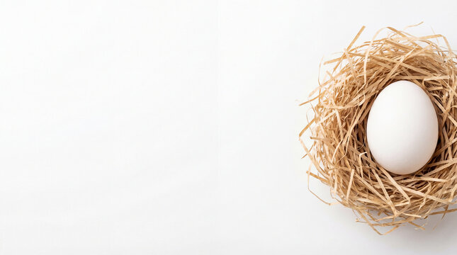 Brown Chicken Eggs Lying in a Rustic Nest on a Wooden Table