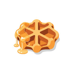 Delicious golden waffle with sweet dripping honey, a perfect breakfast or dessert treat for any occasion