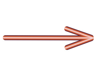 Stylized right-pointing arrow in reddish-brown with glossy metallic appearance