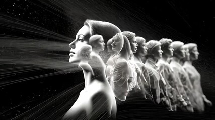 Abstract Monochrome Figurative Sculpture: Dreamlike Expressions and Futuristic Silhouettes in Contemporary Art Design