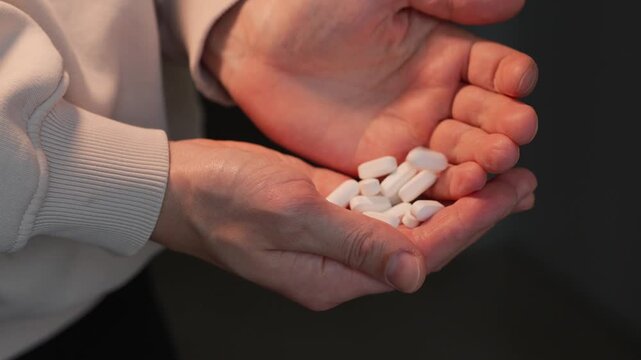 A man holding many medical capsules.
A supplement for the body in cases of poisoning and pain.
Medicinal tablets and an antibacterial agent.