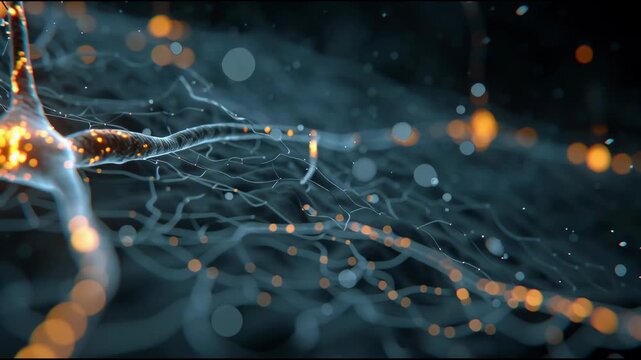 Neural Network: An abstract representation of a neural network, capturing the complexity and interconnectivity of biological neurons and synapses.