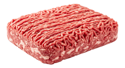 Raw ground beef block isolated on transparent background
