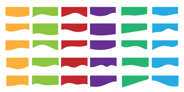 Abstract colorful wavy graphic elements collection for modern design, providing vibrant visual accents and creative background shapes for diverse projects