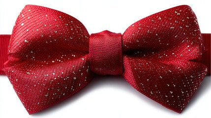 Elegant red glittery bow tie accessory sparkles with festive charm, perfect for formal events and celebrations
