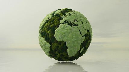Green earth globe made from plants representing eco friendly environment
