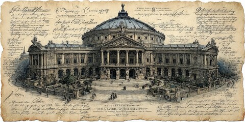 An old manuscript. Illustration on white background