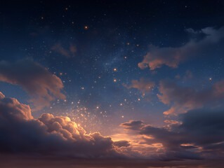 Sunset Sky with Warm Clouds and Evening Glow