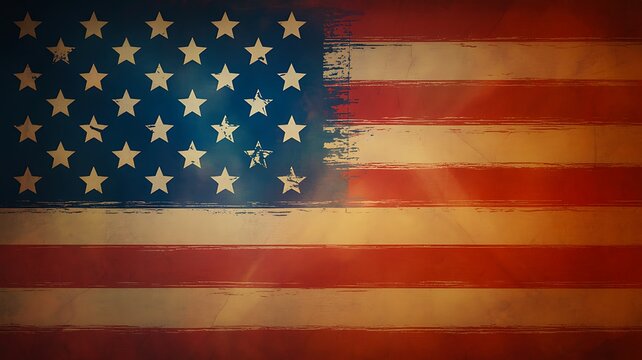 Grunge style american flag with vintage texture and faded colors
