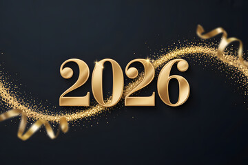 Elegant 2026 Gold Typography Festive Design