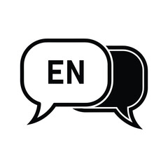 English language speech bubble icon with en text, isolated on