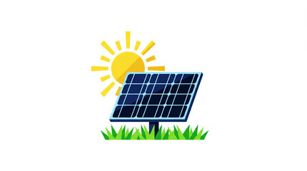 Illustration of a solar panel on the ground. Environment and sustainability concept