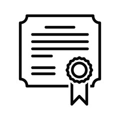 Certificate icon with ribbon and seal, isolated on