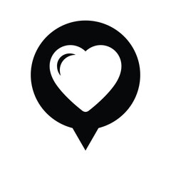 Heart symbol inside location pin icon, representing favorite place, isolated on