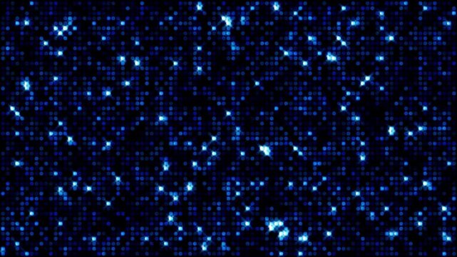 Animated background of blue squares and glowing dots creating a digital matrix effect look