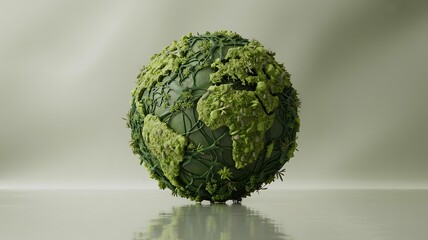 Sustainable green earth made from plants representing environmental conservation
