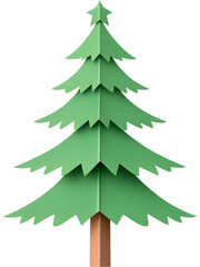 Obraz premium Classic green paper Christmas tree with a small star topper, ideal for holiday invitations, children’s crafts, festive branding, and cheerful seasonal graphics.