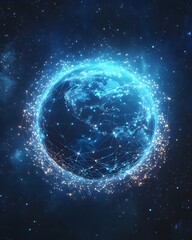 Obraz premium Earth with glowing network of lights in starry space