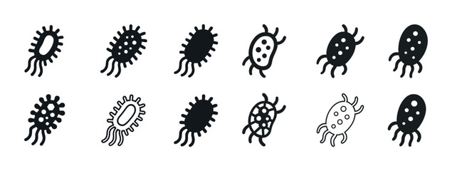 Illustration of diverse bacteria icon set