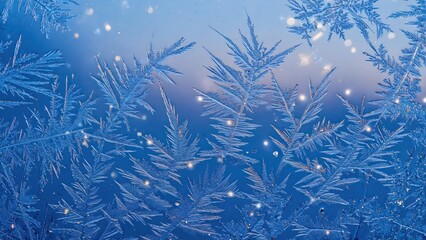  Blue winter glitter background with icy sparkles and soft lights, 