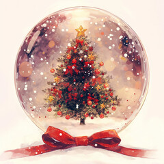 Christmas Snow Globe with Festive Tree and Decorations