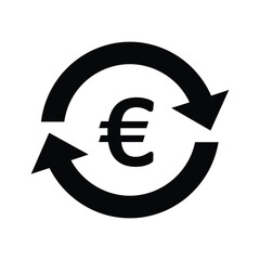 Euro currency symbol with circular arrows, isolated on