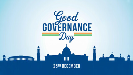 Good governance day banner with indian government buildings.