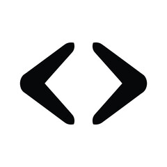 Two black angle brackets facing each other, isolated on