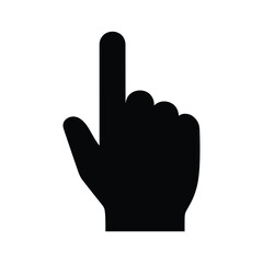 Black silhouette of a hand with index finger pointing up, isolated on
