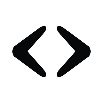 Two black angle brackets facing each other, isolated on