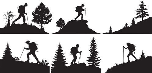 Collection of six distinct silhouette illustrations