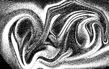 Black and white grainy swirl texture featuring dynamic flowing curves, rough gritty noise, and abstract movement. Ideal for backgrounds, posters, album covers, and modern artistic projects