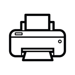 Printer icon in black line style, representing printing, office equipment, technology, and document output device