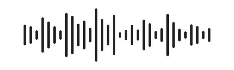 Audio Sound Wave Equalizer Graphic Element: Digital Voice Recording Signal, Music Frequency Spectrum, and Abstract Black Vertical Line Visualization