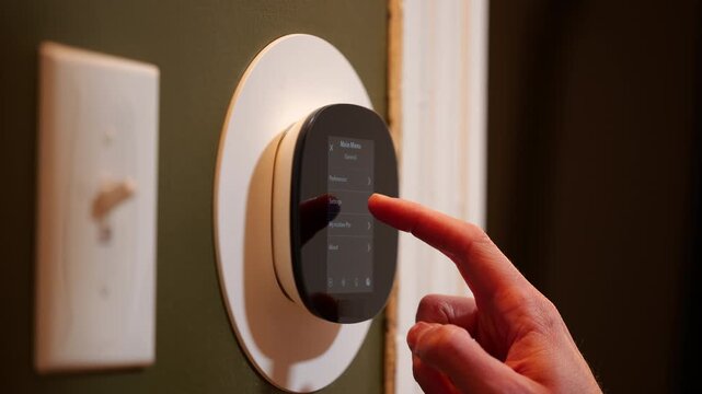 Scrolling Through Smart Thermostat Menu Settings