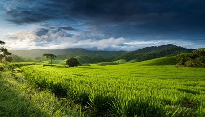 Obraz premium Excellent Green Field Of Costa Rican Countryside