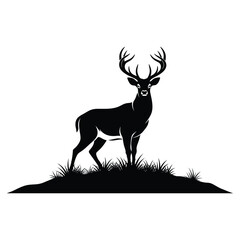 Majestic Silhouette of a Deer Standing Proudly on a Grassy Knoll