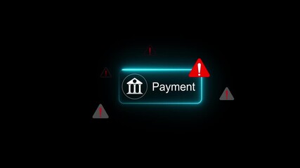Online payment fraud warning during mobile transaction as man uses credit card and smartphone for digital banking, phishing, and cybersecurity threats in financial transactions animation. 4k video - Powered by Adobe